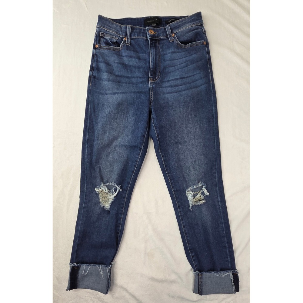 Kendall + Kylie Jeans 9/29 Blue Distressed The Kontour High Rise Excellent